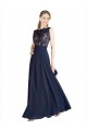 Discount Sleeveless Dark Navy V-Back A-Line Illusion Neck Prom Dress Canada