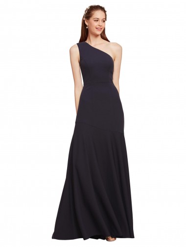 Discount Sleeveless Dark Navy A-Line One Shoulder Prom Dress Canada