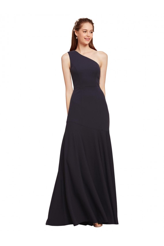 Discount Sleeveless Dark Navy A-Line One Shoulder Prom Dress Canada