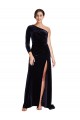 Discount Long Sleeves Dark Navy A-Line One Shoulder Prom Dress Canada