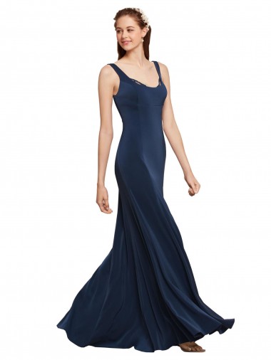 Discount Sleeveless Dark Navy Low Back A-Line Round Neck Prom Dress Canada