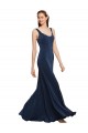 Discount Sleeveless Dark Navy Low Back A-Line Round Neck Prom Dress Canada