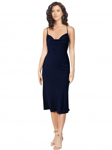 Discount Sleeveless Dark Navy Criss Cross Open Back A-Line Spaghetti Straps Prom Dress Canada