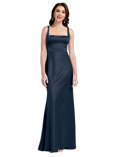Discount Sleeveless Dark Navy Low Back A-Line Square Neck Prom Dress Canada