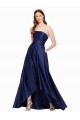 Discount Sleeveless Dark Navy Low Back A-Line Strapless High Low Prom Dress Canada