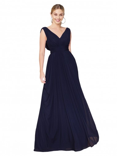 Discount Sleeveless Dark Navy A-Line High Neck Soft Chiffon Prom Dress Canada