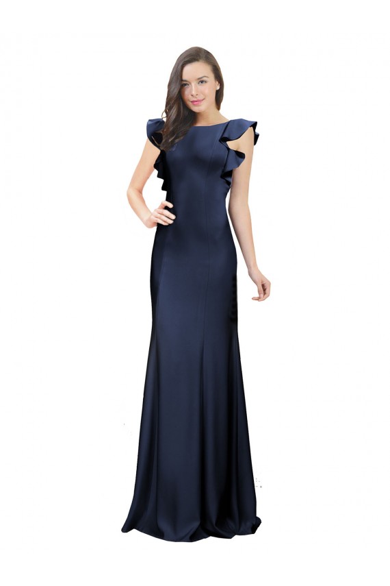 Discount Sleeveless Dark Navy Keyhole Back Mermaid Bateau Neck Prom Dress Canada