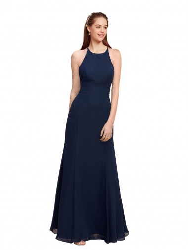 Discount Sleeveless Dark Navy Mermaid Halter Neck Prom Dress Canada