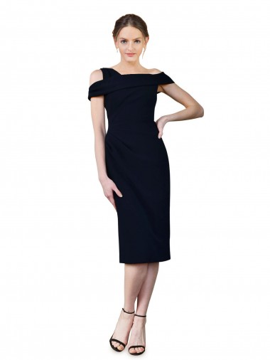 Discount Sleeveless Dark Navy Mermaid Stretch Crepe Off the Shoulder Prom Dress Canada