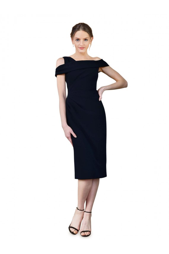 Discount Sleeveless Dark Navy Mermaid Stretch Crepe Off the Shoulder Prom Dress Canada