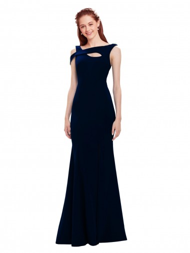 Discount Sleeveless Dark Navy Mermaid Off the Shoulder Prom Dress Canada