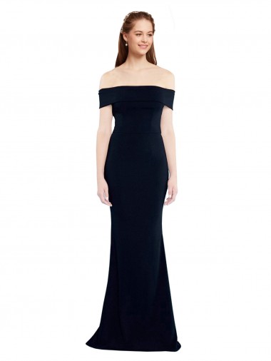 Discount Sleeveless Dark Navy Keyhole Back Mermaid Off the Shoulder Prom Dress Canada