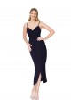 Discount Sleeveless Dark Navy V-Back Mermaid High Neck Stretch Crepe Prom Dress Canada