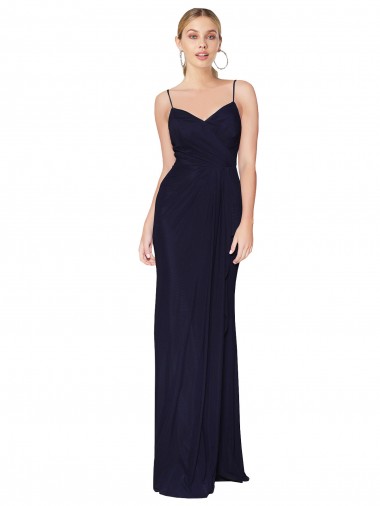 Discount Sleeveless Dark Navy V-Back Mermaid Spaghetti Straps Prom Dress Canada
