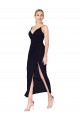 Discount Sleeveless Dark Navy V-Back Mermaid Soft Chiffon V-Neck Prom Dress Canada