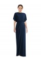Discount Short Sleeves Dark Navy Open Back Sheath Bateau Neck Prom Dress Canada
