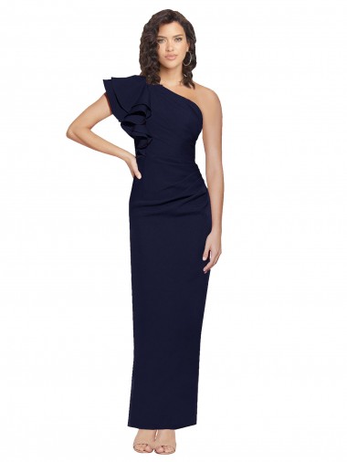 Discount Sleeveless Dark Navy Sheath One Shoulder Prom Dress Canada