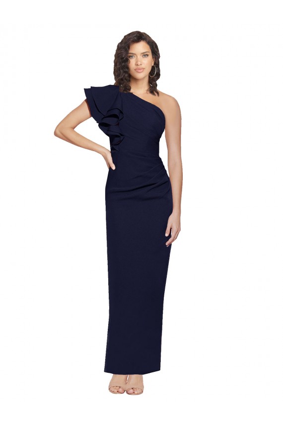 Discount Sleeveless Dark Navy Sheath One Shoulder Prom Dress Canada