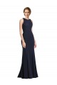Discount Sleeveless Dark Navy Keyhole Back Sheath Scoop Neck Black Tie Prom Dress Canada