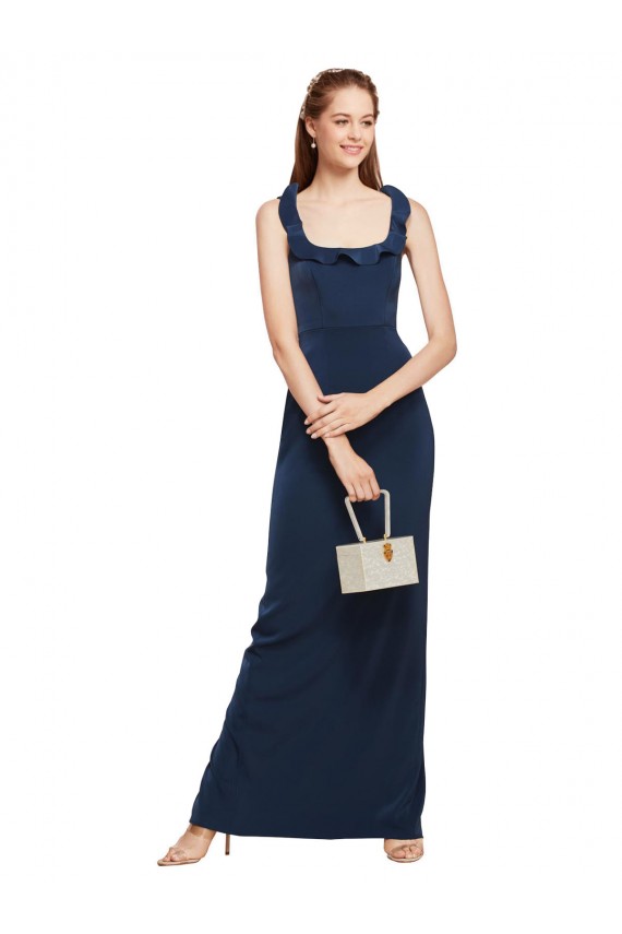Discount Sleeveless Dark Navy Low Back Sheath Scoop Neck Prom Dress Canada