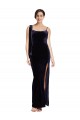 Discount Sleeveless Dark Navy Low Back Sheath Spaghetti Straps Prom Dress Canada