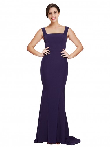 Discount Sleeveless Dark Navy Sheath Square Neck Prom Dress Canada