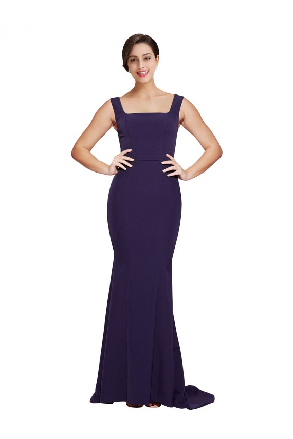 Discount Sleeveless Dark Navy Sheath Square Neck Prom Dress Canada