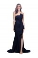Discount Sleeveless Dark Navy Low Back Sheath Strapless Prom Dress Canada