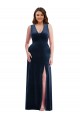 Discount Sleeveless Dark Navy Sheath V-Neck Plus Size Formal Prom Dress Canada