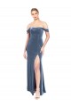 Discount Sleeveless Dusty Blue A-Line Strapless Stretch Velvet Prom Dress Canada