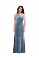 Discount Sleeveless Dusty Blue A-Line Off the Shoulder Stretch Velvet Prom Dress Canada