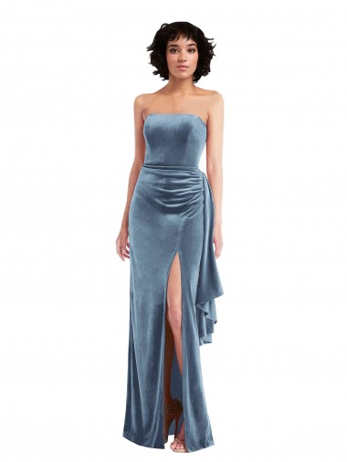 Discount Sleeveless Dusty Blue Low Back Sheath Strapless Prom Dress Canada