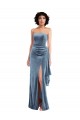 Discount Sleeveless Dusty Blue Low Back Sheath Strapless Prom Dress Canada