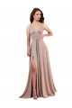 Discount Sleeveless Dusty Pink Low Back A-Line V-Neck Black Tie Prom Dress Canada