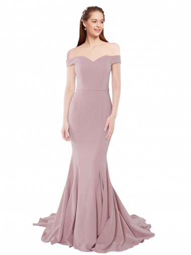 Discount Sleeveless Dusty Pink Mermaid Off the Shoulder Prom Dress Canada