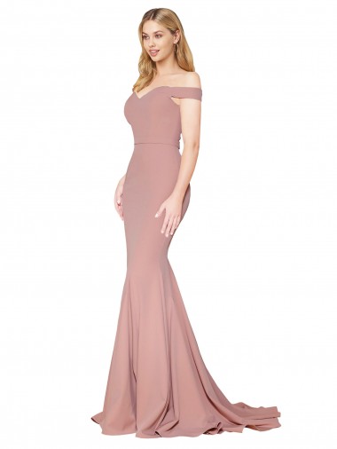 Discount Sleeveless Dusty Pink Mermaid High Neck Stretch Crepe Prom Dress Canada