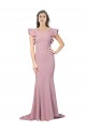 Discount Flutter Sleeves Dusty Pink Low Back Mermaid Round Neck Prom Dress Canada