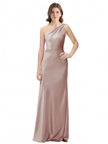 Discount Sleeveless Dusty Pink Open Back Sheath One Shoulder Prom Dress Canada