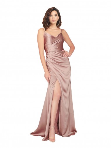 Discount Sleeveless Dusty Pink V-Back Sheath V-Neck Black Tie Prom Dress Canada