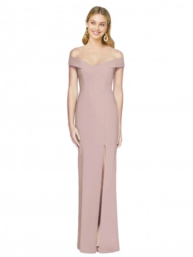 Discount Sleeveless Dusty Pink Criss Cross Back Trumpet Off the Shoulder Prom Dress Canada