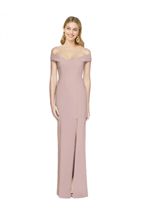 Discount Sleeveless Dusty Pink Criss Cross Back Trumpet Off the Shoulder Prom Dress Canada