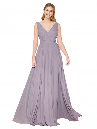 Discount Sleeveless Dusty Rose V-Back A-Line V-Neck Prom Dress Canada