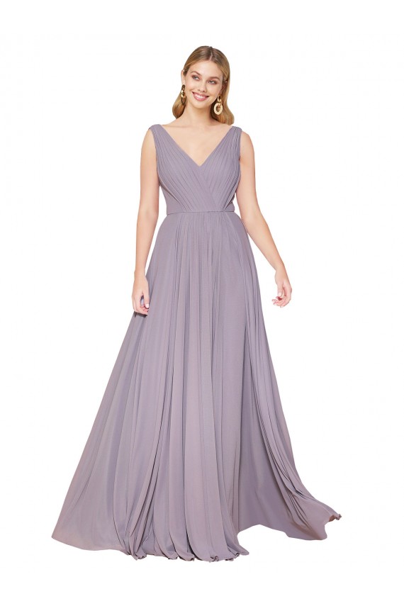 Discount Sleeveless Dusty Rose V-Back A-Line V-Neck Prom Dress Canada