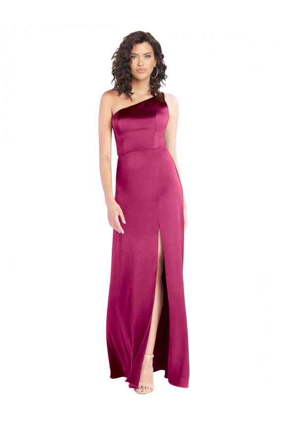Discount Sleeveless Fuchsia Open Back A-Line One Shoulder Prom Dress Canada