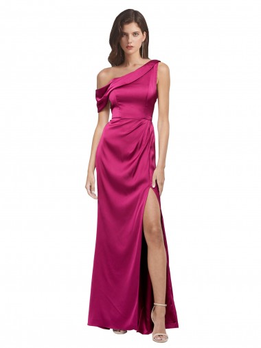 Discount Sleeveless Fuchsia A-Line One Shoulder Prom Dress Canada