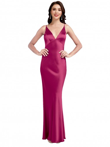 Discount Sleeveless Fuchsia Low Back A-Line Spaghetti Straps Prom Dress Canada