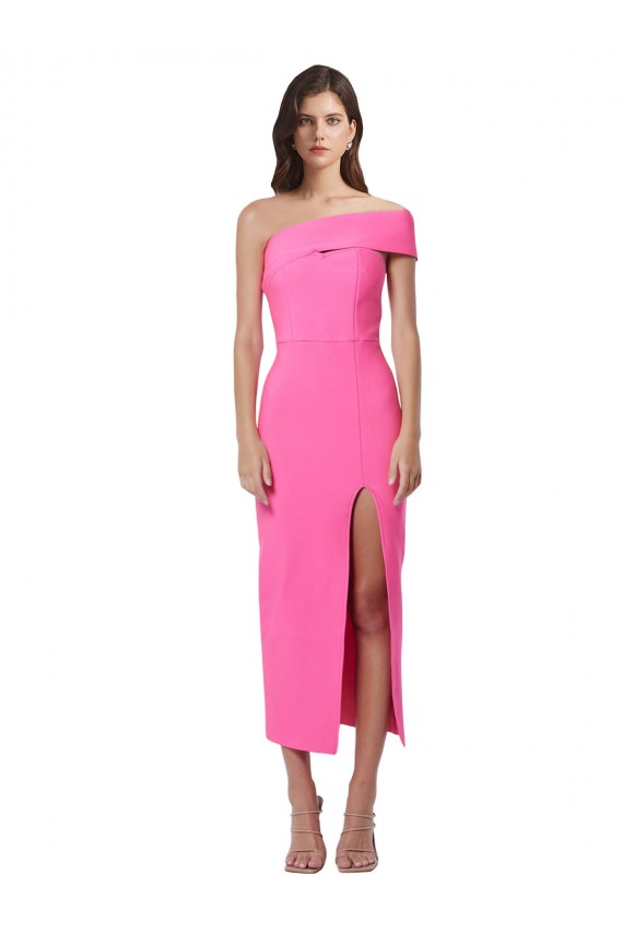 Discount Sleeveless Fuchsia Sheath One Shoulder Stretch Crepe Prom Dress Canada