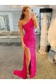 Discount Sleeveless Fuchsia Sheath One Shoulder Prom Dress Canada