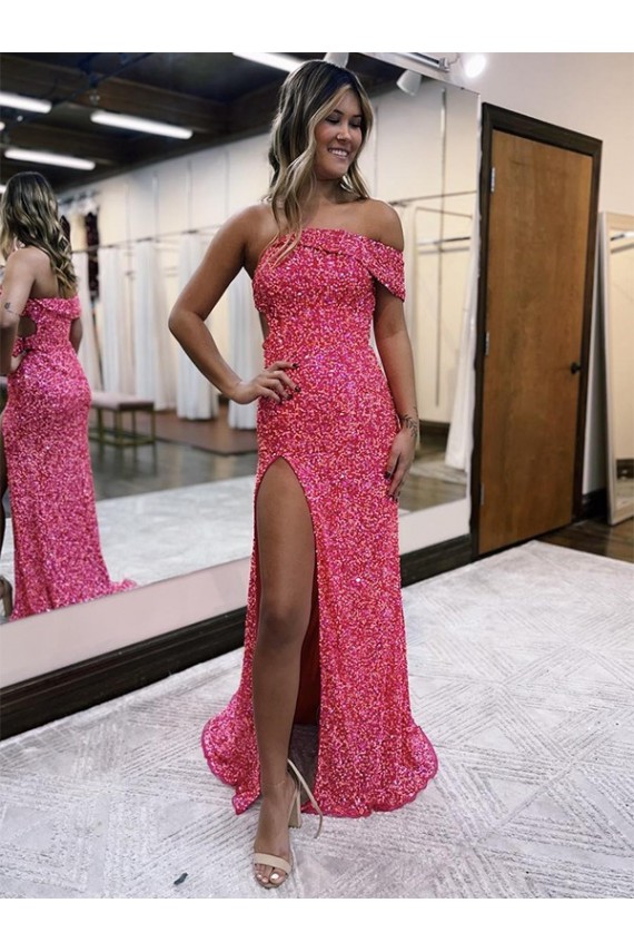 Discount Sleeveless Fuchsia Sheath One Shoulder Evening Gown Canada