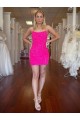 Discount Sleeveless Fuchsia Sheath Spaghetti Straps Velvet Sequin Prom Dress Canada